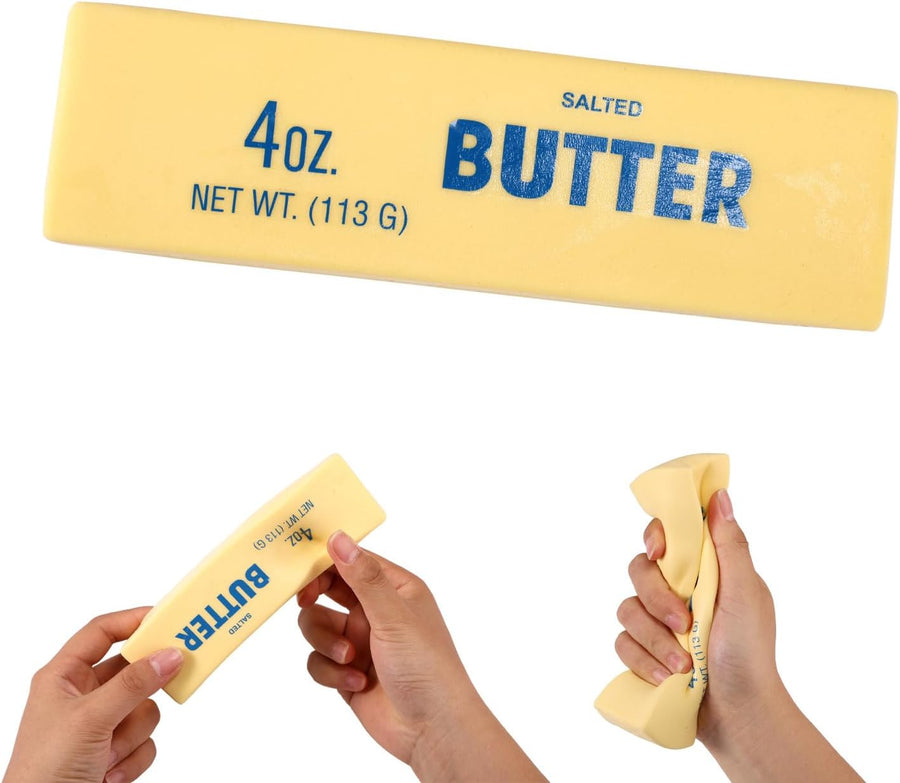 Butter Squeeze Squishy Toy, PU Material Butter Stick Slow Rising Squeeze Food Fidget Toy for Office School (Light Yellow) I1